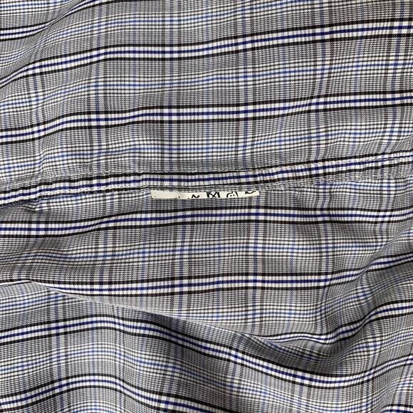 Hugo Boss Shirt Mens 41 Grey Regular Fit Check Button Up Long Sleeve Dress - Picture 4 of 7